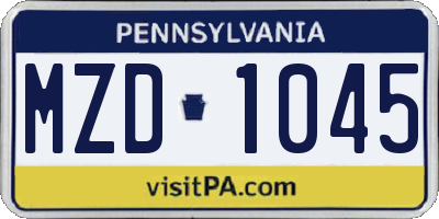 PA license plate MZD1045