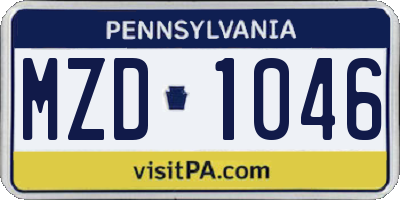 PA license plate MZD1046