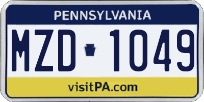 PA license plate MZD1049