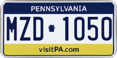 PA license plate MZD1050