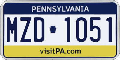 PA license plate MZD1051