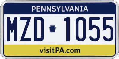 PA license plate MZD1055