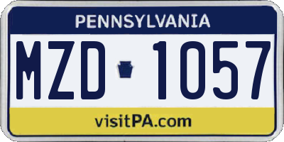 PA license plate MZD1057