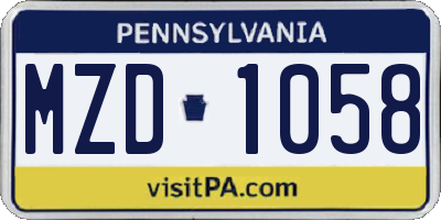PA license plate MZD1058