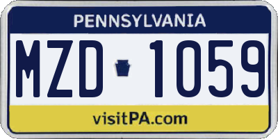 PA license plate MZD1059
