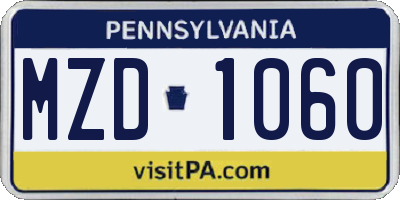 PA license plate MZD1060