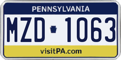 PA license plate MZD1063