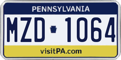 PA license plate MZD1064