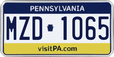 PA license plate MZD1065