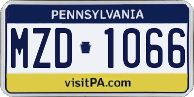 PA license plate MZD1066