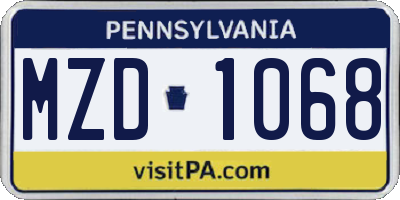 PA license plate MZD1068
