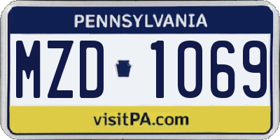 PA license plate MZD1069