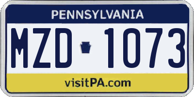 PA license plate MZD1073