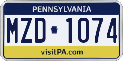 PA license plate MZD1074