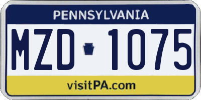PA license plate MZD1075