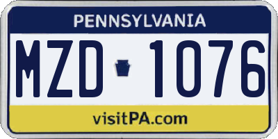 PA license plate MZD1076