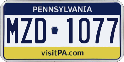 PA license plate MZD1077