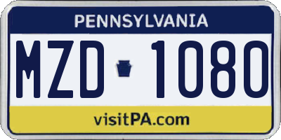 PA license plate MZD1080