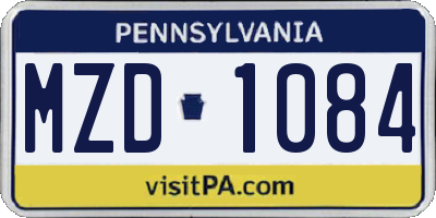 PA license plate MZD1084