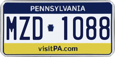 PA license plate MZD1088