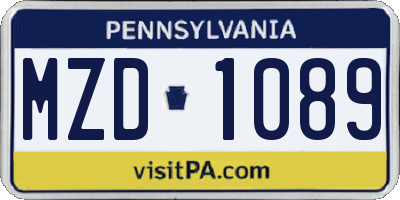 PA license plate MZD1089