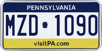 PA license plate MZD1090