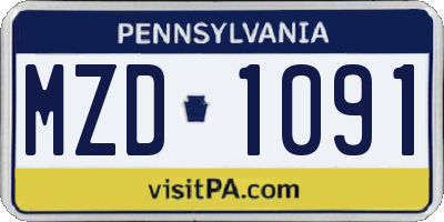 PA license plate MZD1091
