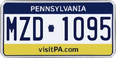 PA license plate MZD1095