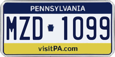 PA license plate MZD1099