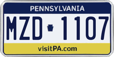 PA license plate MZD1107