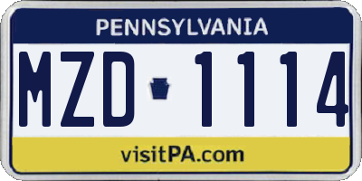 PA license plate MZD1114