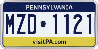 PA license plate MZD1121