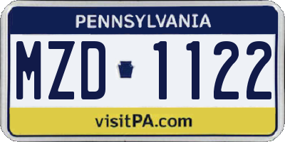 PA license plate MZD1122