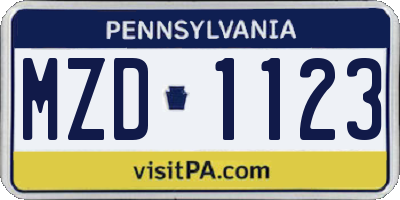 PA license plate MZD1123