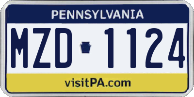PA license plate MZD1124