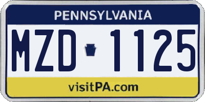 PA license plate MZD1125