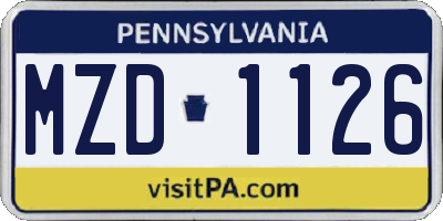 PA license plate MZD1126