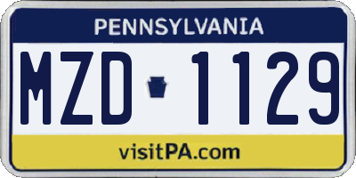 PA license plate MZD1129