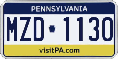 PA license plate MZD1130
