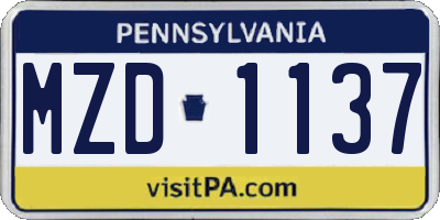 PA license plate MZD1137