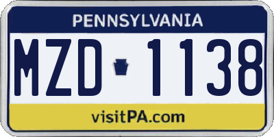 PA license plate MZD1138