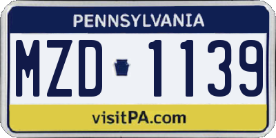 PA license plate MZD1139