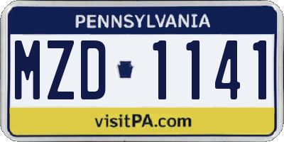 PA license plate MZD1141