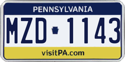 PA license plate MZD1143