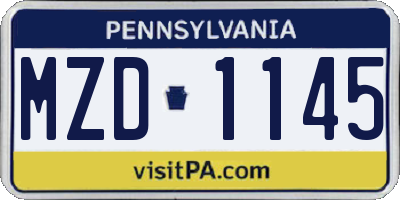 PA license plate MZD1145