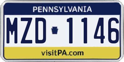 PA license plate MZD1146