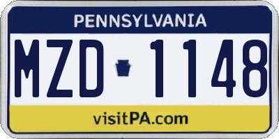 PA license plate MZD1148