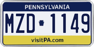 PA license plate MZD1149