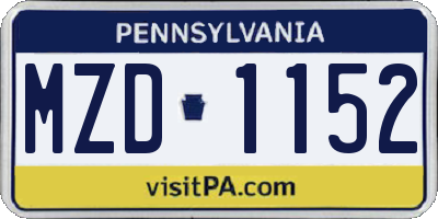 PA license plate MZD1152