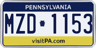 PA license plate MZD1153